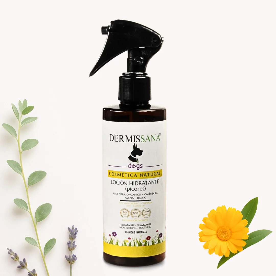 Loción natural para perros con picores, caspa y piel sensible Dermissana