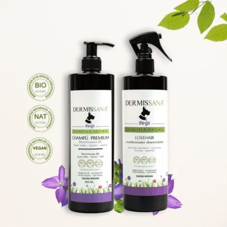Pack de champú natural y desenredante ecológico LUXEHAIR para perros Dermissana Natura